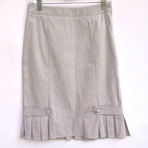 Ann Taylor Tan Cotton Side-Pleated Skirt Size 2